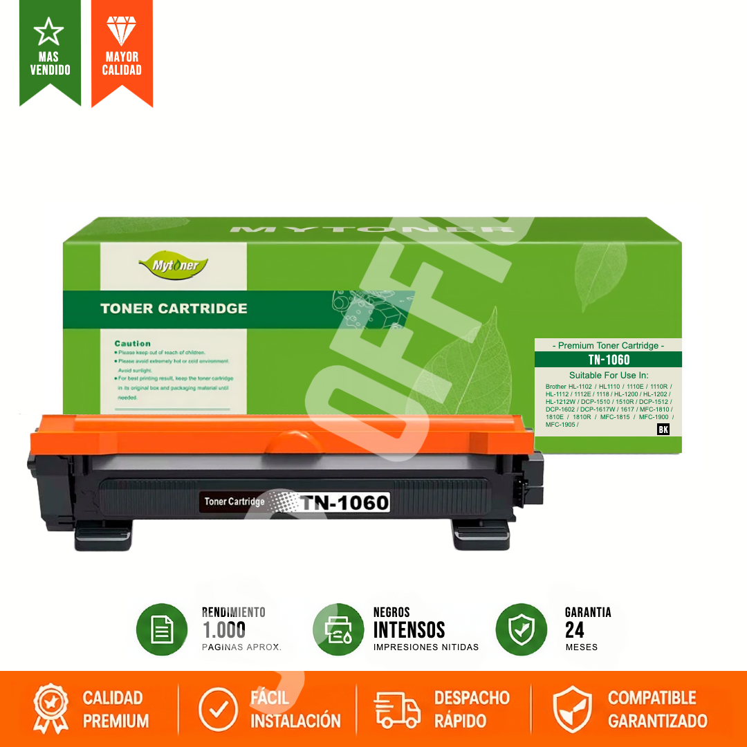 Toner Brother Tn1060 | Hl1110 - Hl1102 - Hl1202 - Hl1212 - 1602 - Negro Alternativo