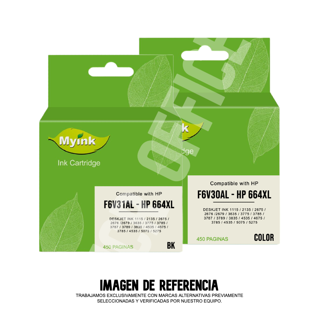 Pack Cartucho | Tinta HP 664 XL - 2135 - 2675 - 3775 - 4675 Negro - Tricolor Alternativo