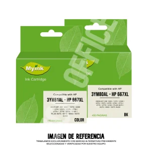 Pack Cartucho | Tinta Hp 667 XL – Hp 2700 – Hp 2374 – Hp 2375 Negro - Tricolor Alternativo