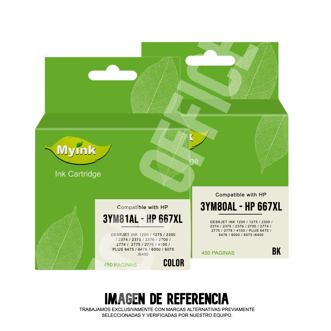Pack Cartucho | Tinta Hp 667 XL – Hp 2700 – Hp 2374 – Hp 2375 Negro - Tricolor Alternativo