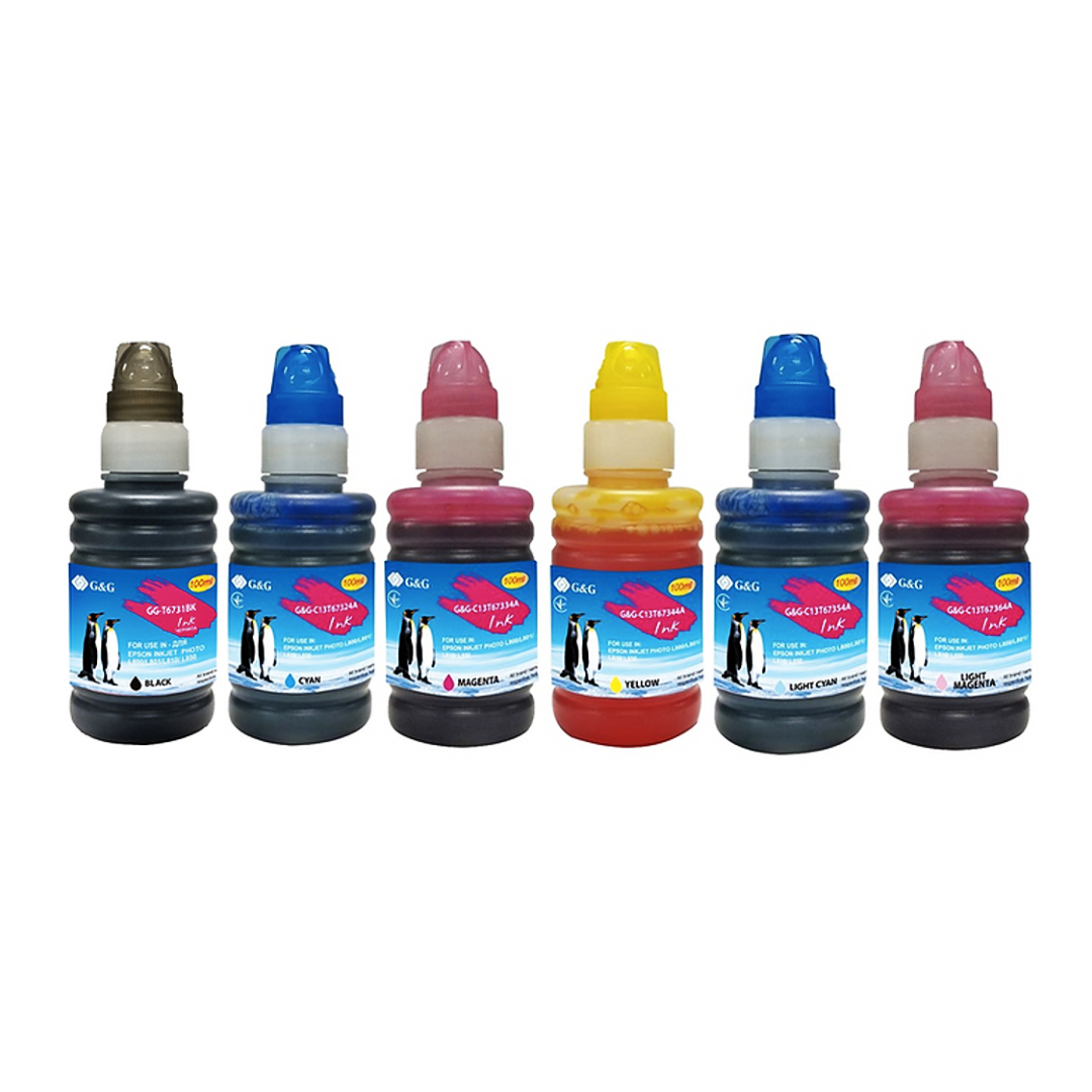 PACK - TINTA LIQUIDA UNIVERSAL 100ML 6 COLORES PREMIUM RECARGA CARTUCHOS - SISTEMA CONTINUO