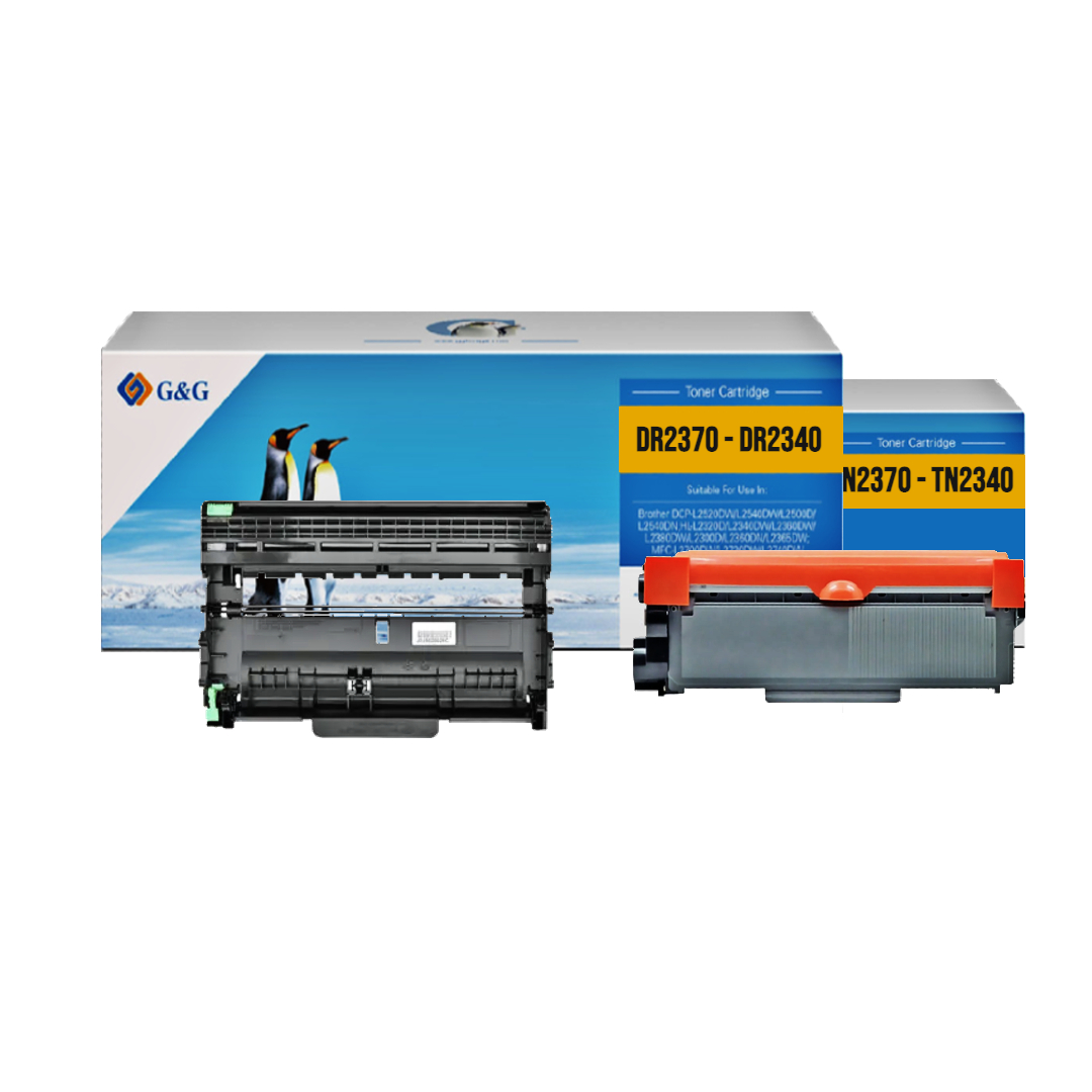 Pack Toner Brother Tn2370 + Tambor Dr2370 TN2340 - DR2340 | L 2330 – L 2370 – L 2540 – L 2700Dw Alternativo Premium