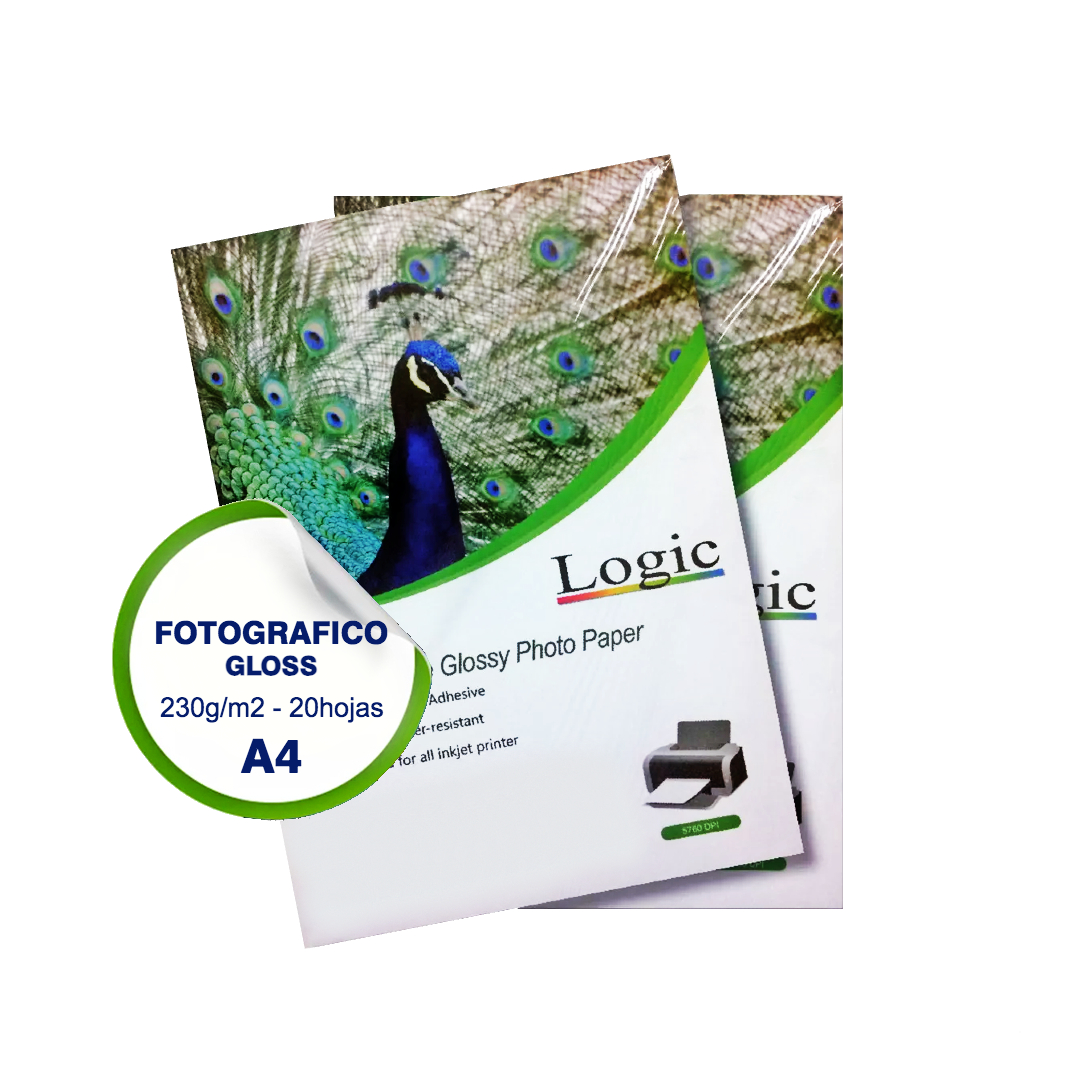 Papel Fotografico Brillante Blanco | 230Grs - 20Hojas - Tamaño A4 Logic