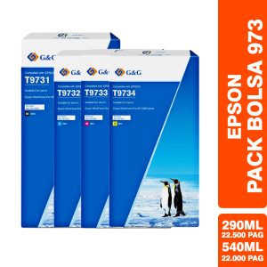 Pack Bolsa | Tinta Epson T973 Durabrite Pro / Pro WF-C869R - Alto Rendimiento - Alternativo Premium