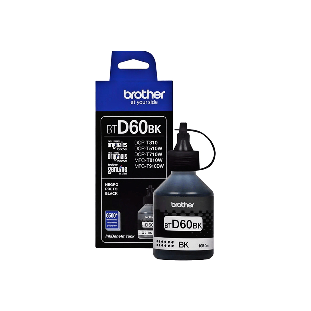 Botella | Tinta Brother Bt60 Negro Original / Dcpt310 - Dcpt510W - Dcpt710W - Mfct810W - Dcpt220 - Dcpt220 - Dcpt420W