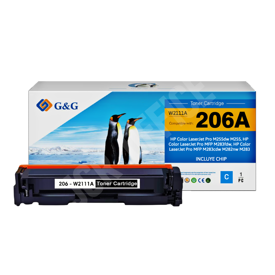 Toner HP 206A | W2111A - M255DB - M255- MFP M283 - M283 - M283 CDW - M282NW Cyan Alternativo Premium