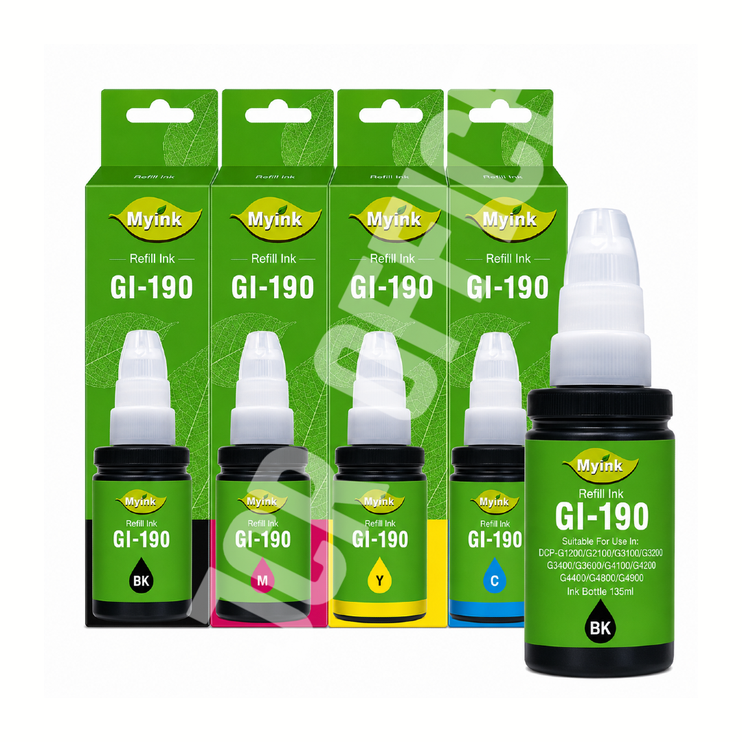 PACK - BOTELLA | TINTA CANON GI-190 BK - GI-190 COLORES PREMIUM ALTERNARTIVO