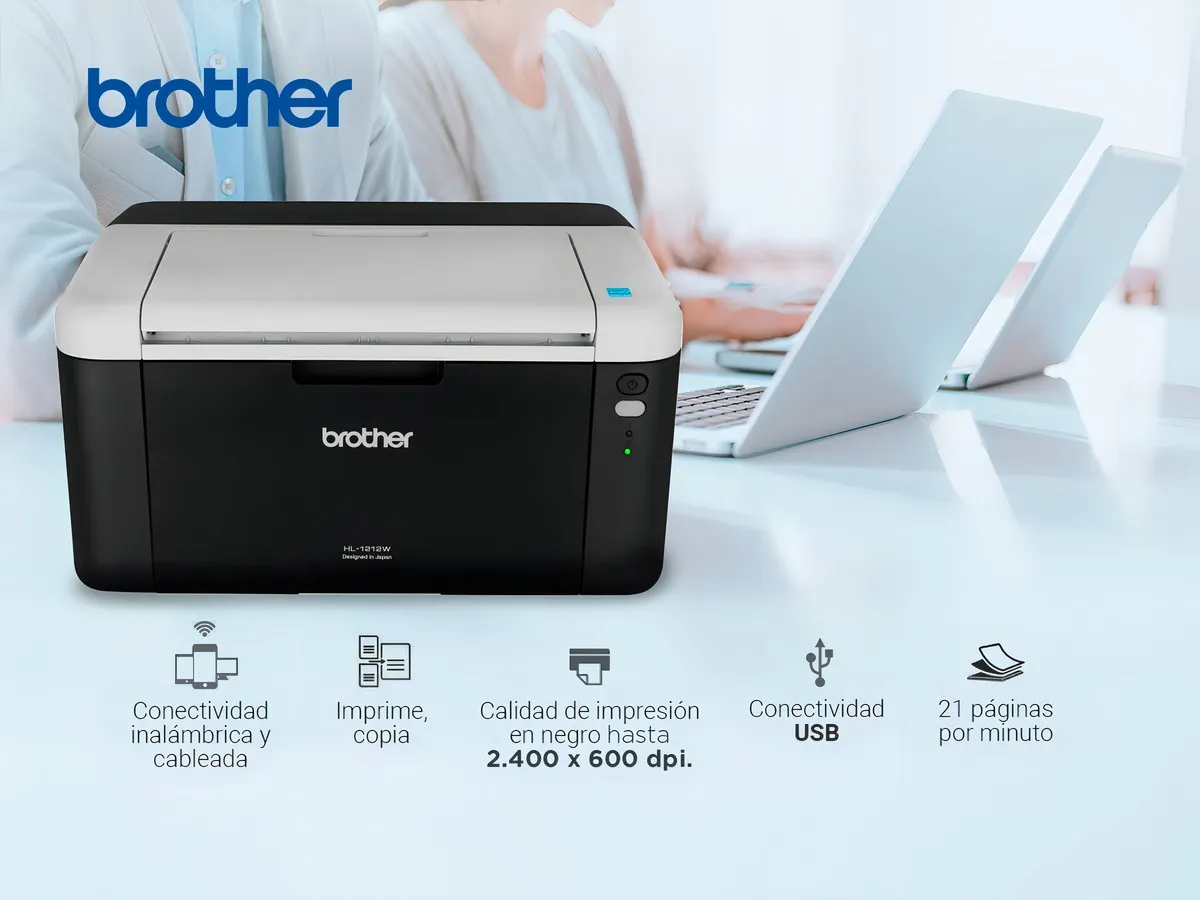 PACK AHORRO Impresora Láser Brother HL-1212W Wi-Fi + 2 Tóners Brother TN1060 Negro Alternativo - Imagen 5