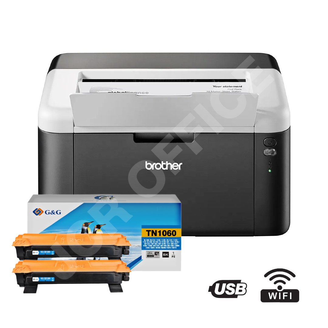 PACK AHORRO Impresora Láser Brother HL-1212W Wi-Fi + 2 Tóners Brother TN1060 Negro Alternativo