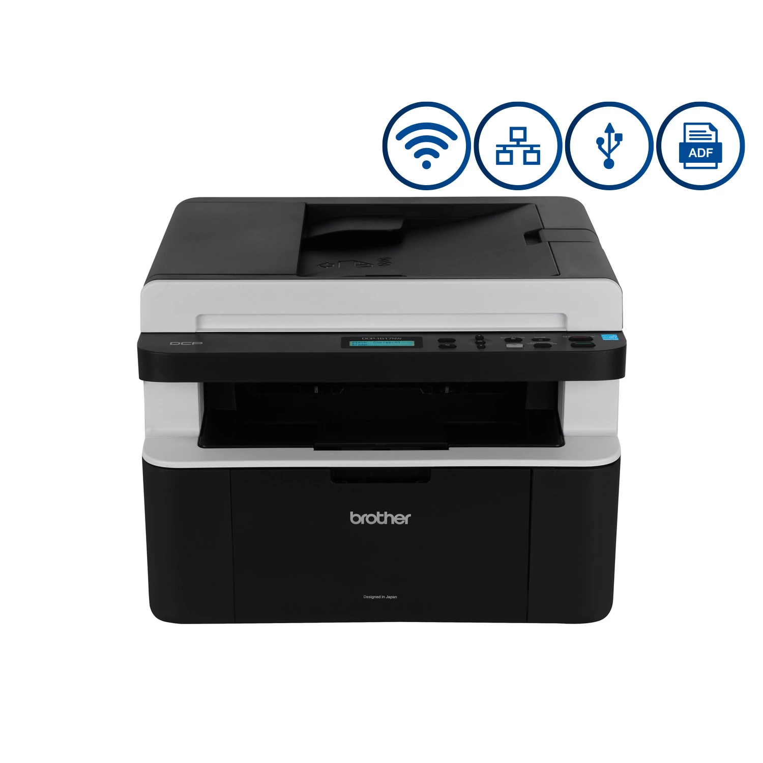 Impresora Multifuncional Láser Blanco y Negro DCP-1617NW USB - WiFi / Ethernet / ADF