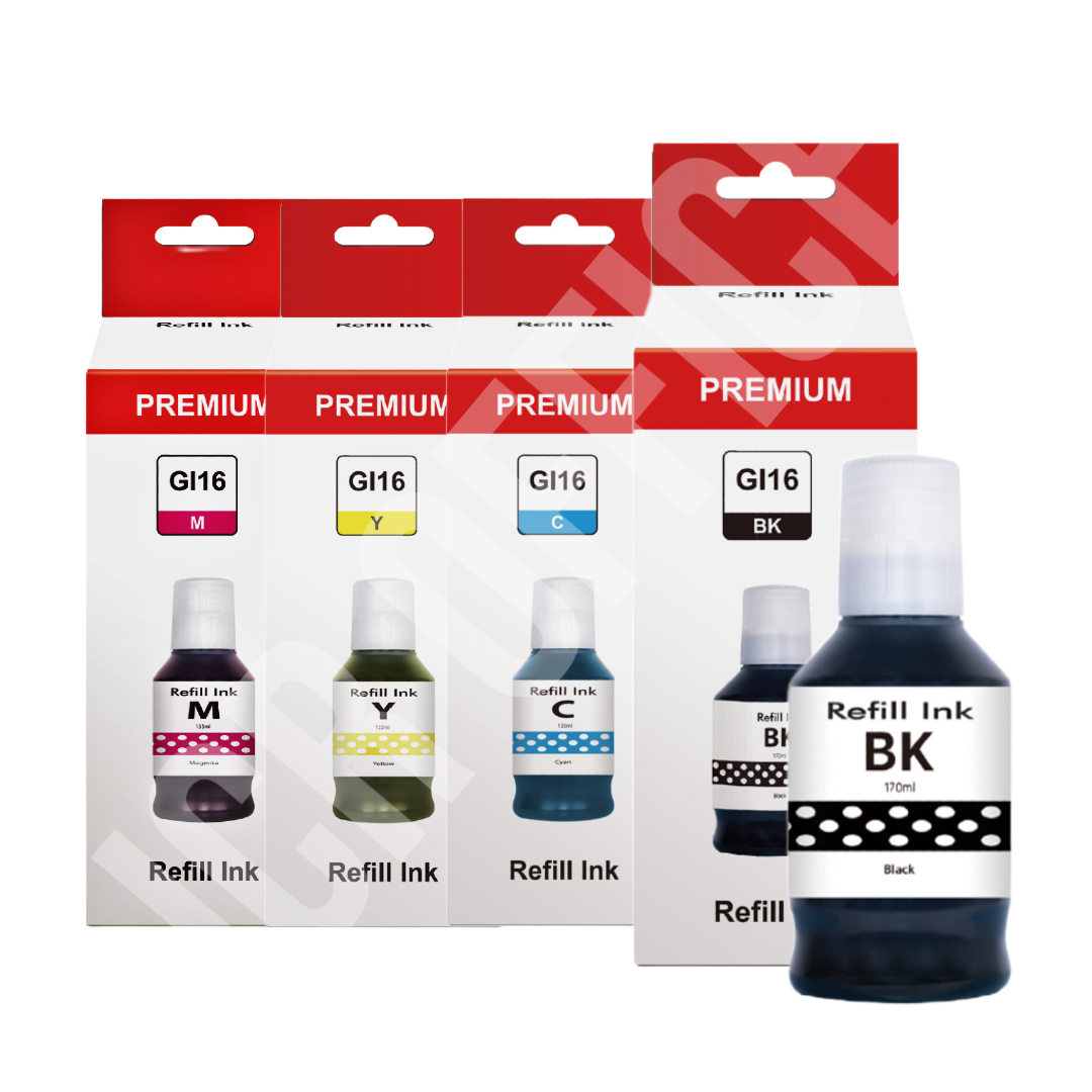 Pack - Botella | 4 Tintas Para Gi-16 Gi16 Maxify Gx6010 Gx7010 Alternativo Premium