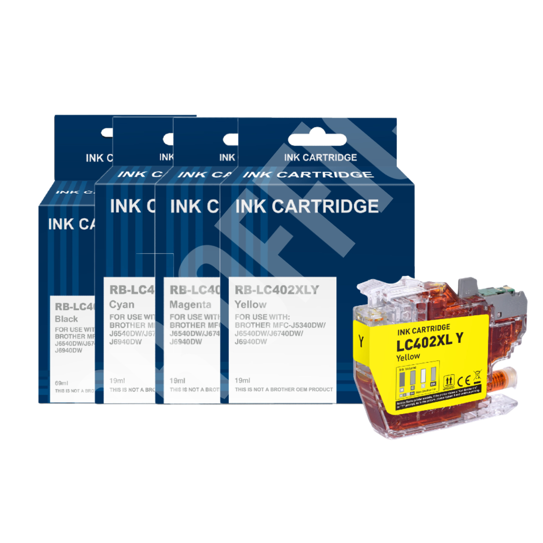 Pack 4 Tintas Brother LC402XL B-C-M-Y Alternativos Premium Mfc-J6740Dw 550P